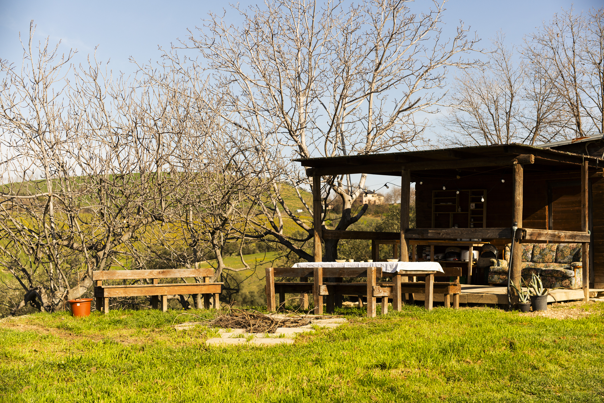 Sentieri farmhouse and surrounding landscape